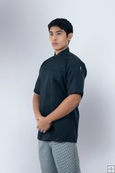 Black Short Sleeve Jacket with snap button