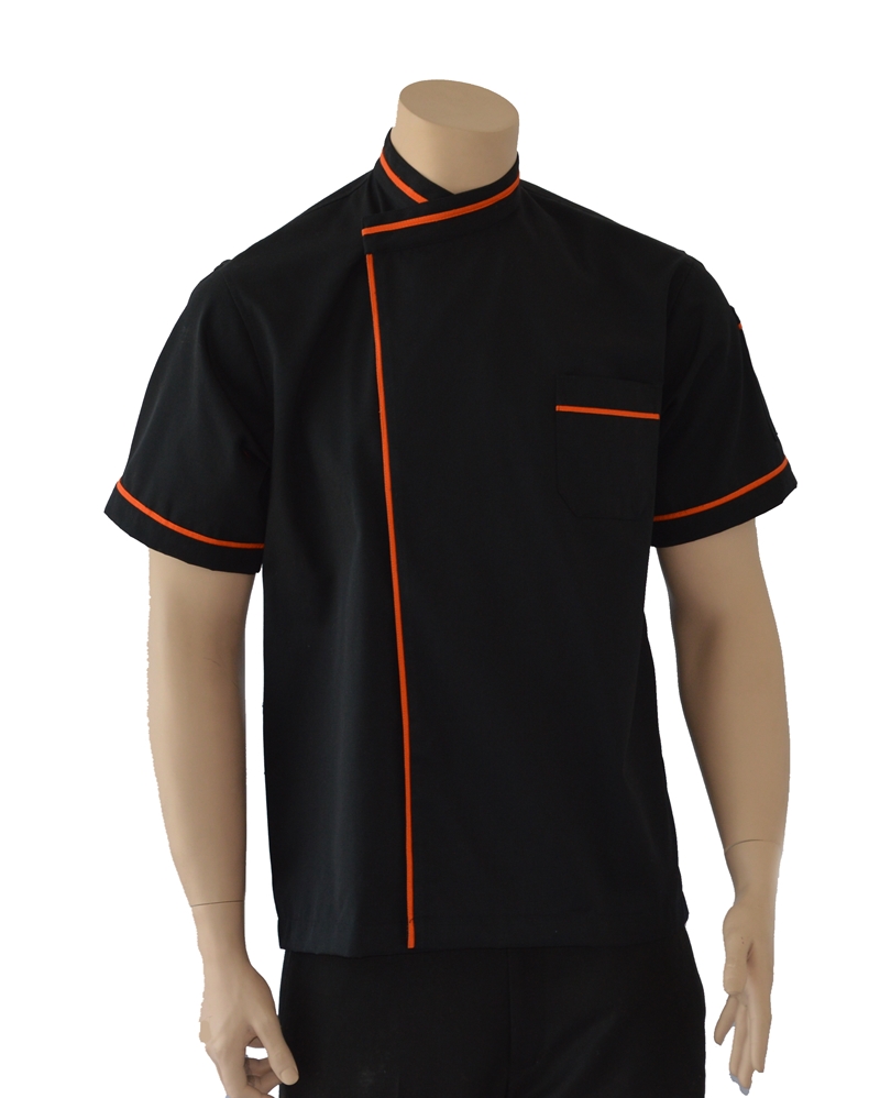 Orange Piping Black Short Sleeve Jacket