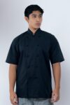 Classic Black Chef Jacket with Removable Buttons – Short Sleeve
